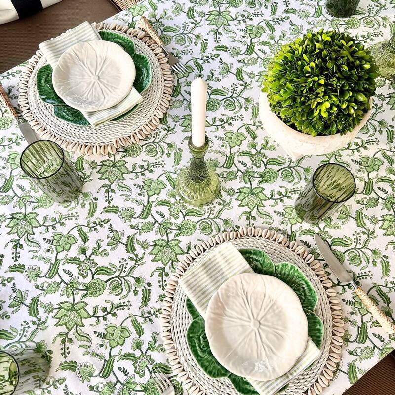 Square Tablecloth- Green Chintz floral
