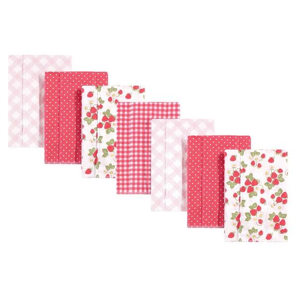 slide 1 of 1, Hudson Baby Infant Girl Cotton Flannel Burp Cloths 7pk, Strawberries, One Size - Strawberries - One Size One Size - Strawberries