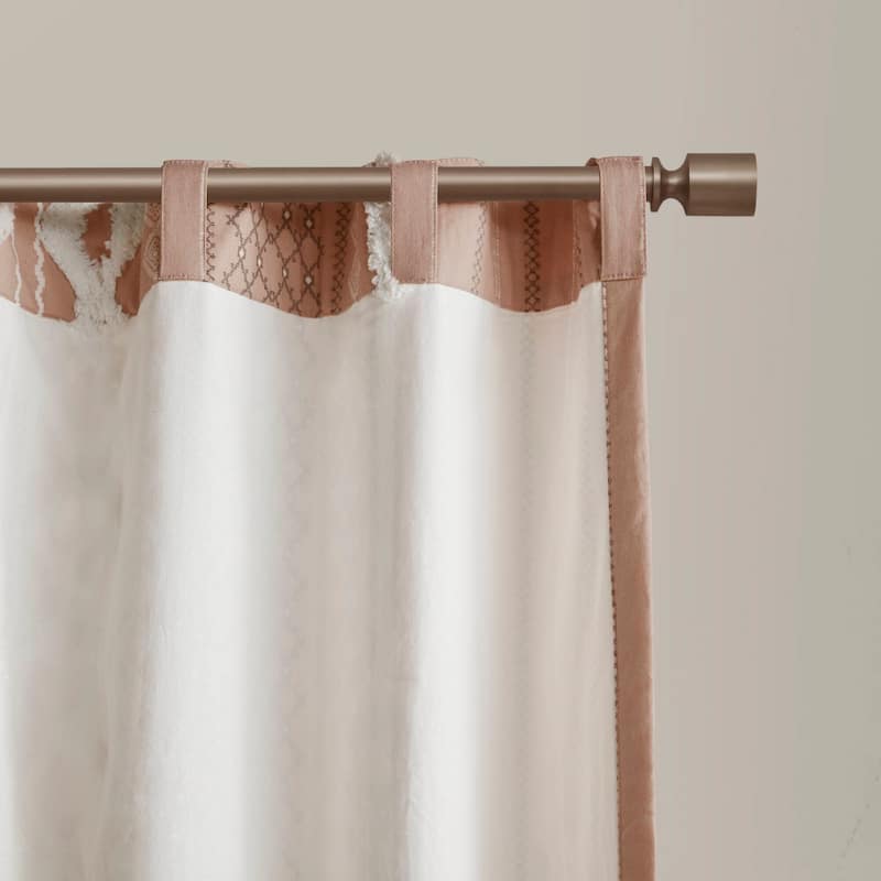 INK+IVY Imani Cotton Printed Single Curtain Panel with Chenille Stripe and Lining