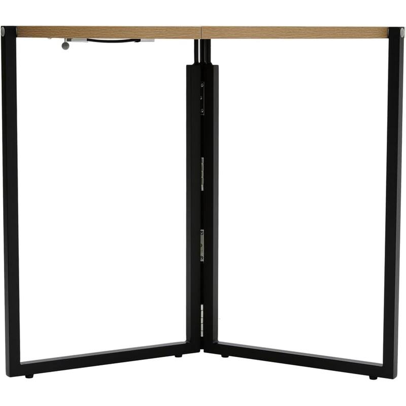Natural Foldable Round Trifold Table 35" Space Saving Multi Use Design