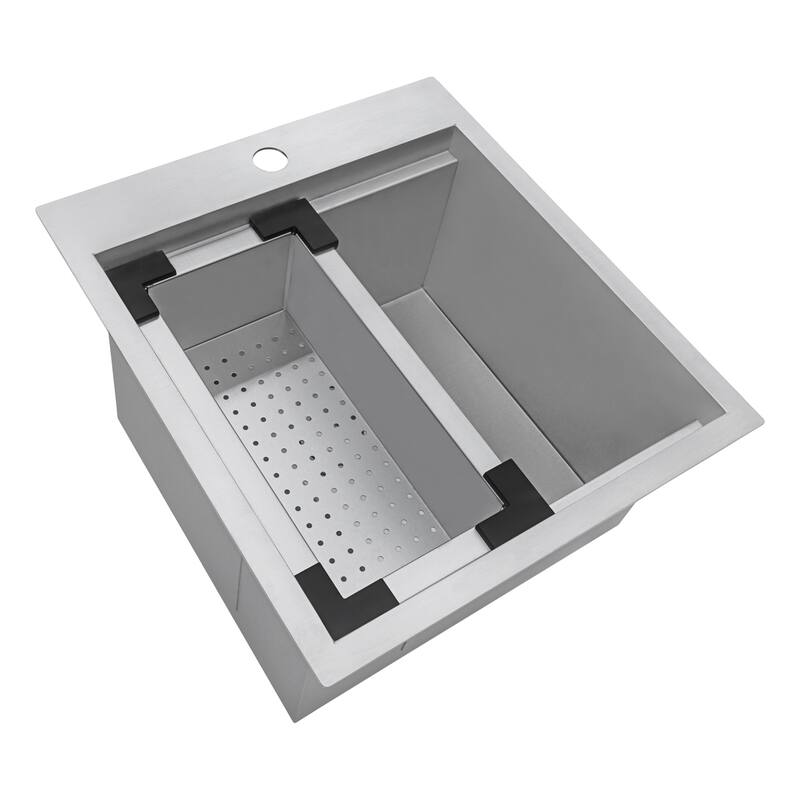 Ruvati 18 x 20 inch RV Camper Van Workstation Drop-in Topmount Bar Prep Tiny Home Sink Stainless Steel - 18 x 20 - 18 x 20