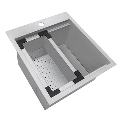 Ruvati 18 x 20 inch RV Camper Van Workstation Drop-in Topmount Bar Prep Tiny Home Sink Stainless Steel - 18 x 20 - 18 x 20