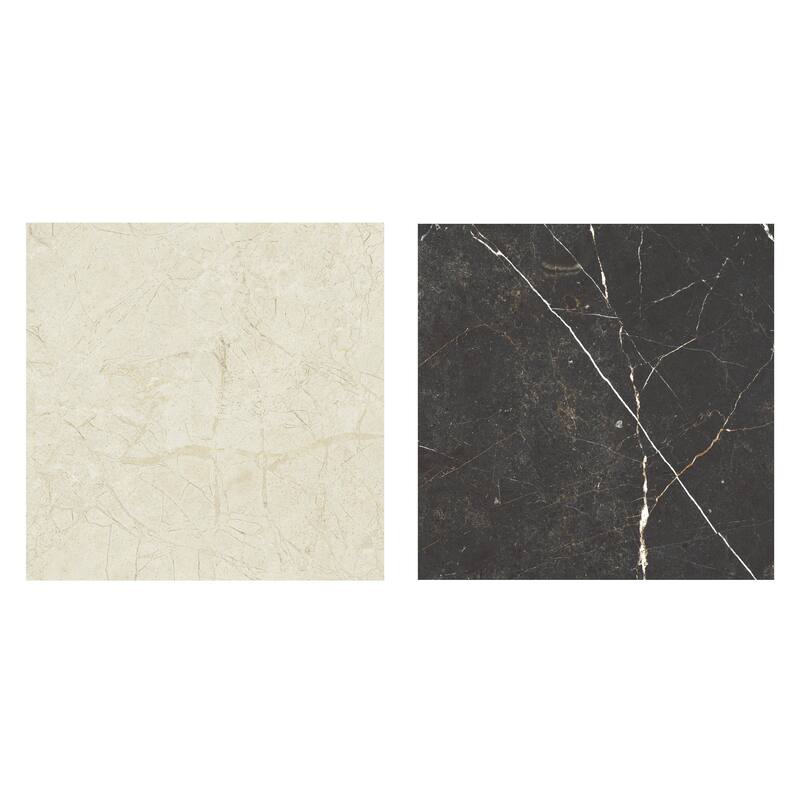 Merola Tile Reve Checker Beige with Noir 11-3/4" x 11-3/4" Porcelain Floor and Wall Tile