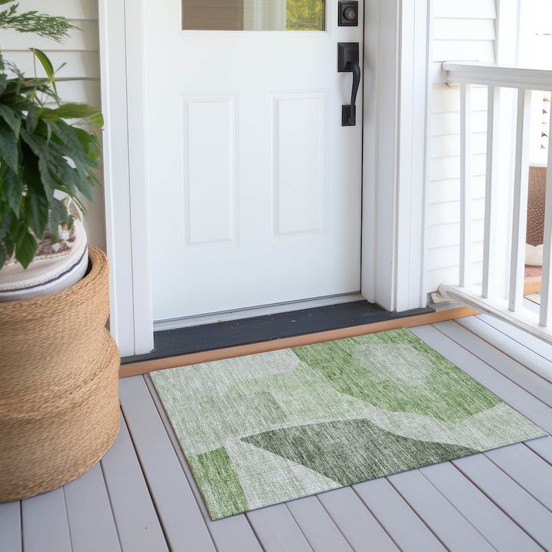Machine Washable Indoor/ Outdoor Chantille Modern Abstract Rug