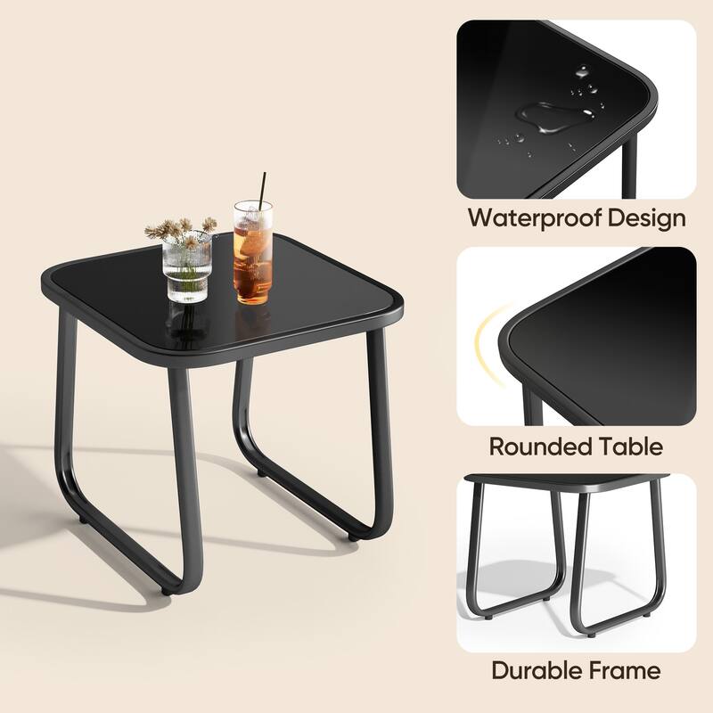 3-Piece Outdoor Bistro Set - Rattan Rocking Chairs With Coffee Table, Ergonomic Patio Furniture with High Backrest