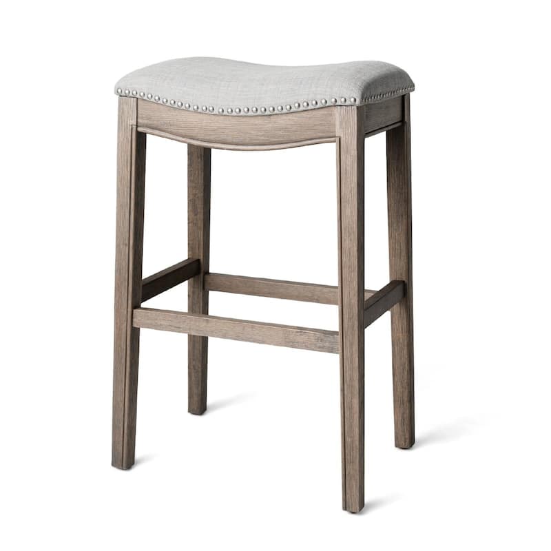 Maven Lane 31" Adrien Saddle Kitchen Bar Height Stool - N/A - Single - Reclaimed Oak
