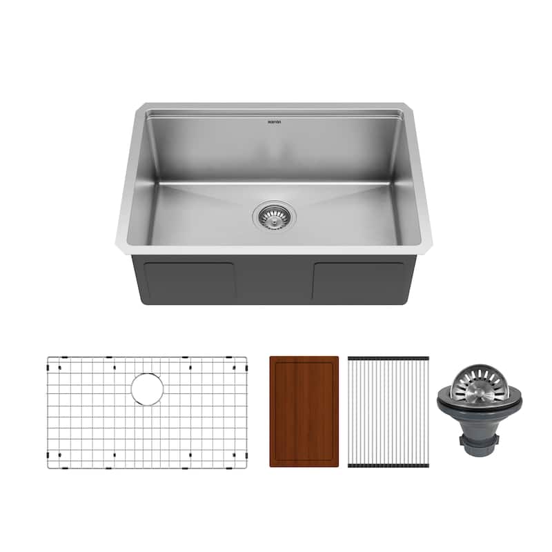 Karran Elite WS-34-PK1 Undermount 27" Single Bowl Stainless Steel Workstation Kitchen Sink