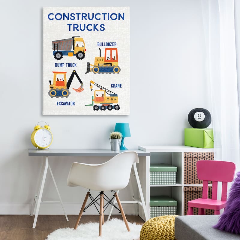 Stupell Educational Construction Trucks Canvas Wall Art Design By Conrad Knutsen