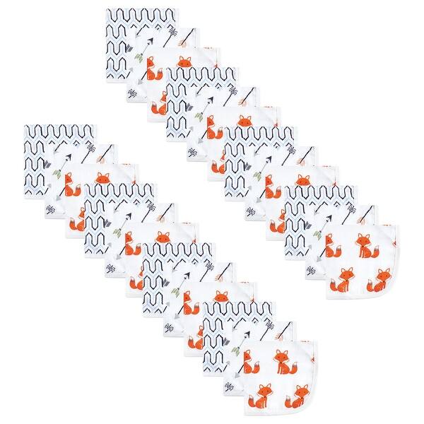 slide 1 of 1, Hudson Baby Infant Boy 24Pc Cotton Muslin Washcloths, Foxes, One Size - Foxes - One Size One Size - Foxes