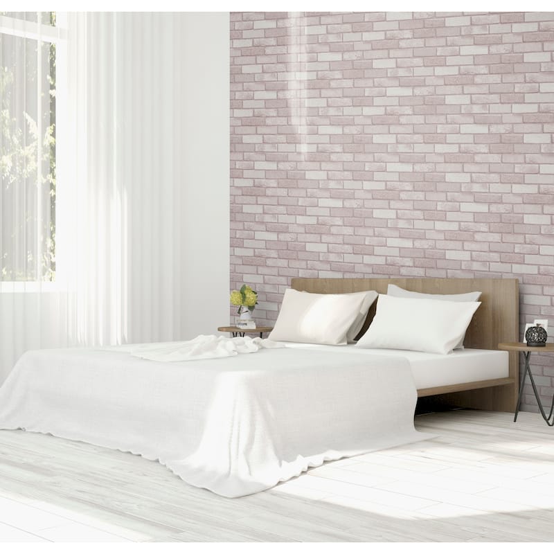 Diamond Glitter Brick Vinyl Wallpaper - 20.8 in. W x 33 ft. L