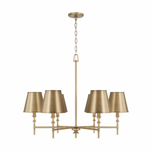 slide 2 of 8, Whitney 6-light Aged Brass Hanging Chandelier