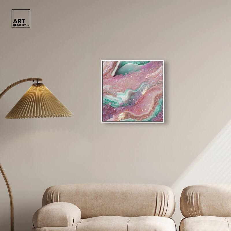 Pink and Mint Crystal III Canvas by Art Remedy