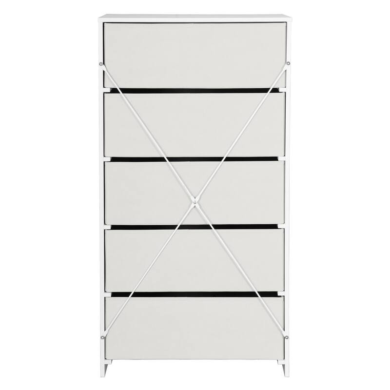 Modern Minimalist 5-Drawer Dresser with Large Fabric Drawers
