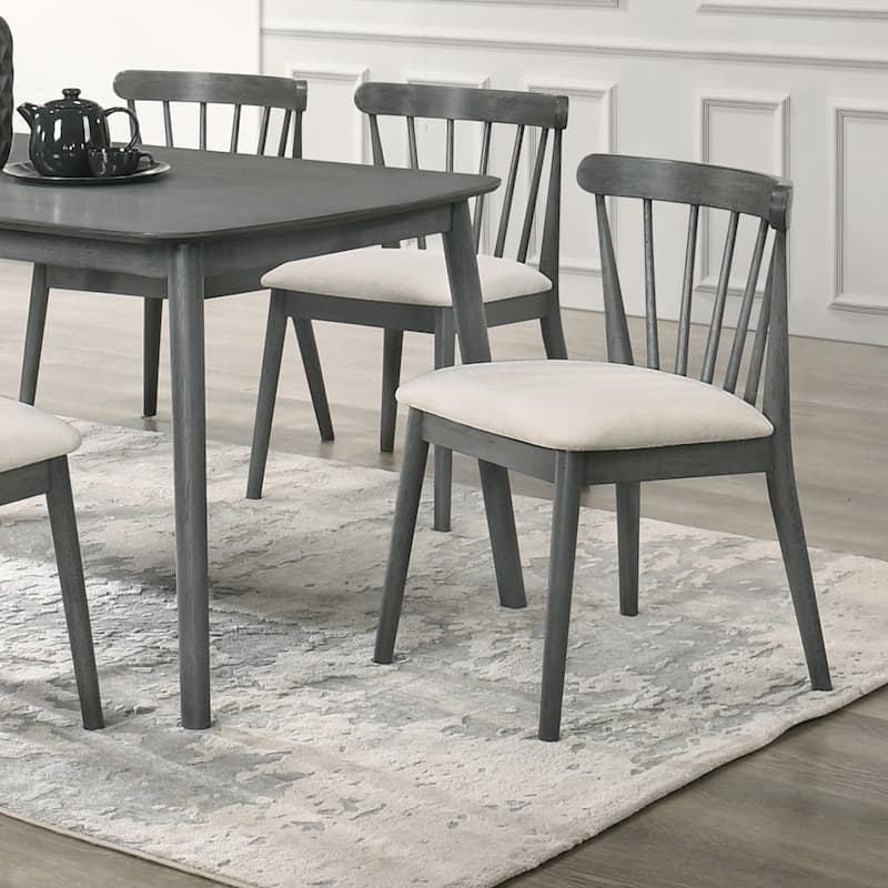 Wood Dining Chair Solid Chair Set of 2 - Grey