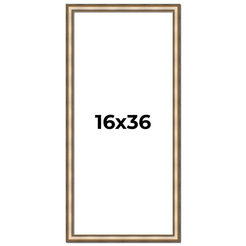 16x36 Frame Gold Solid Wood Shadow Box Width 1.5 Inches | Interior Frame Depth 2 3/8 Inches