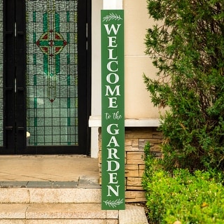 Glitzhome 60"H Oversized Box-shaped Green Wooden "WELCOME""GARDEN" Porch Sign