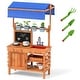preview thumbnail 2 of 6, Wooden Pretend Play Kitchen with Accessories and Adjustable Height - 30" x 20.5" x 53"