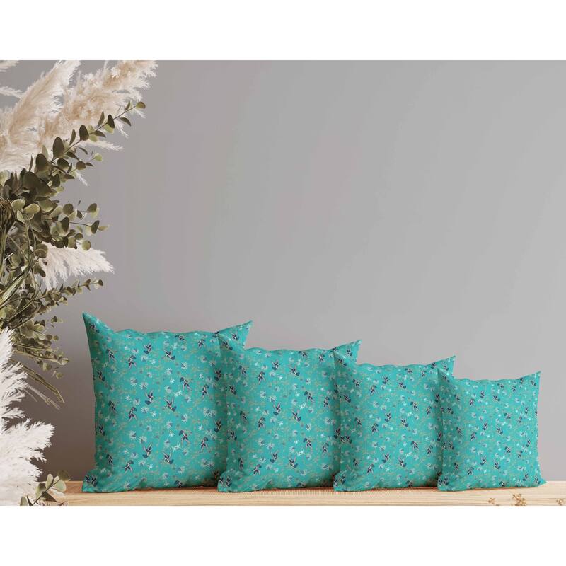 Songbird Flora Parade Faux Suede Reversible Throw Pillow Cyan and Blue