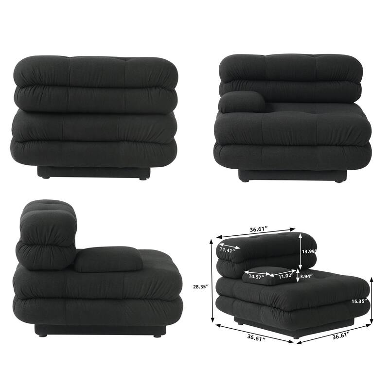 L-Shaped Modular Sectional Couch, Double Layer Deep 3-Seat Couches with Chaise Ottoman