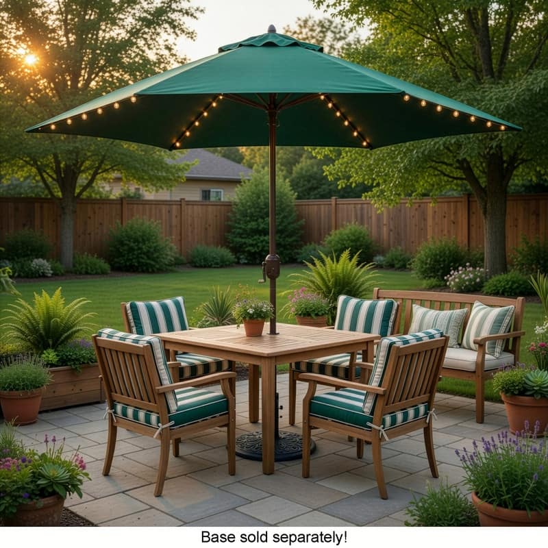 TropiShade 9-foot Green Aluminum Bronze Lighted Market Umbrella