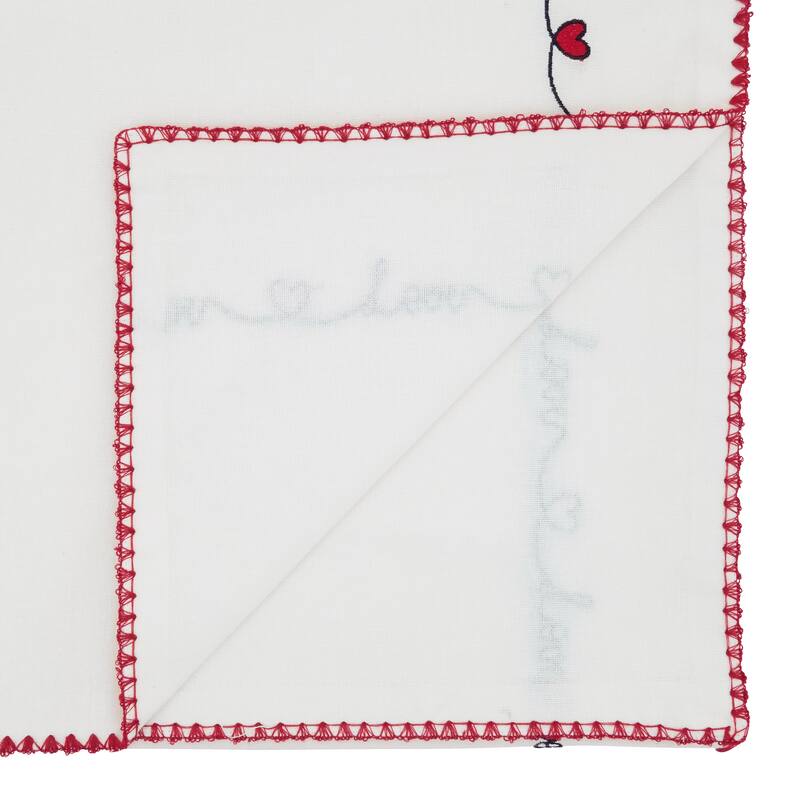 Love Script Cotton Table Runner - Decorative Lined Table Runner for Dining Table, 16"x72"