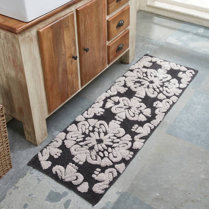 Better Trends Medallion Collection 100% Cotton 3-Pc Set Bathroom Rugs-Soft & Super Absorbent, Non-Skid Latex, Machine Washable
