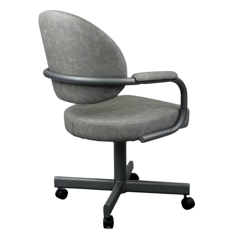 Tempo Furniture Dayton Caster Swivel & Tilt Dining Chair w/ Arms Armchair Flintrock Gray Powder Coat Finish & Gray Polyurethane