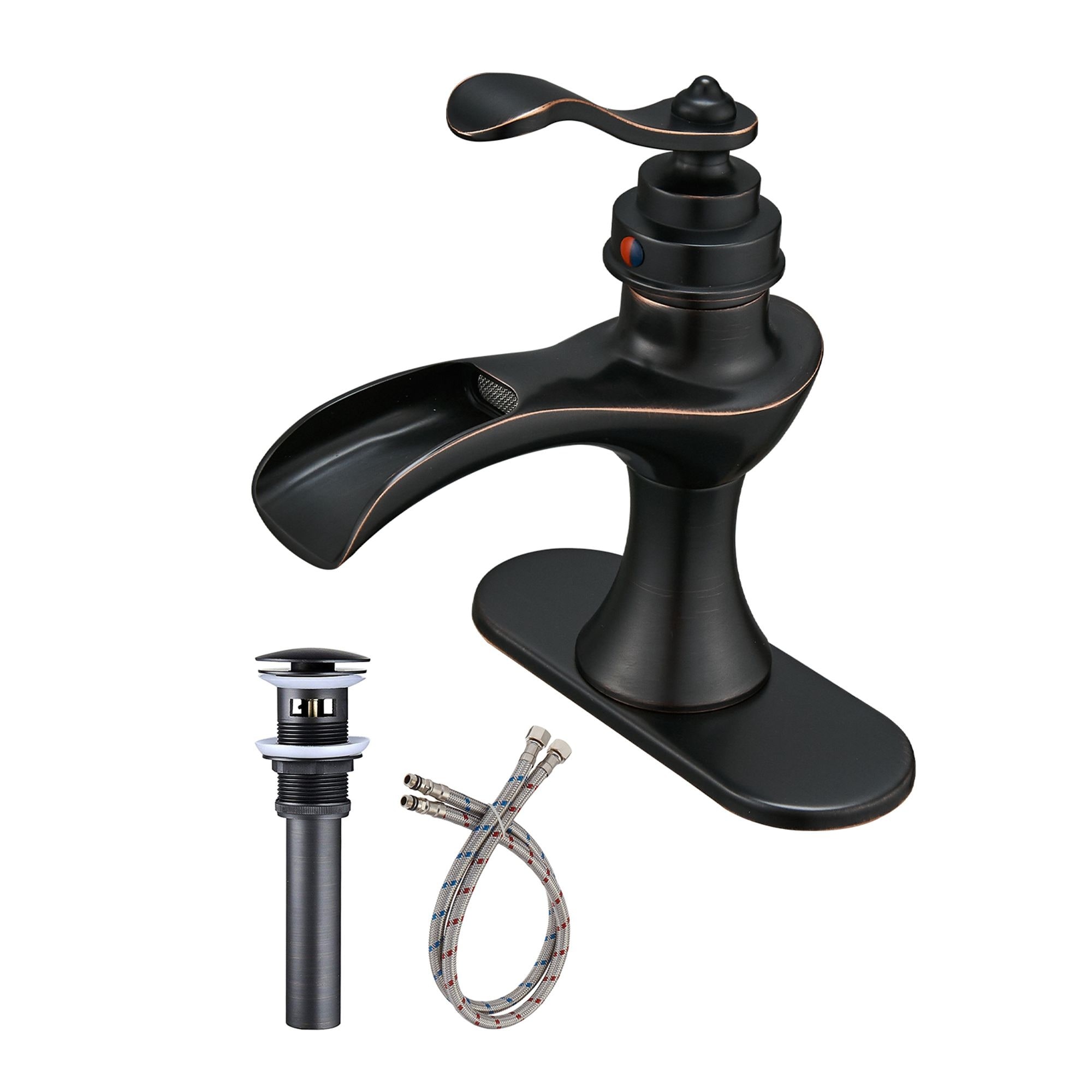 ShiSyan Bathroom Sink Faucet Basin Mixer Tap Black Oil Rubbed Bronze Brass Retro Brushed Hot and Cold Water Single Lever Basin Sink Tap Bathroom Bar Faucet 