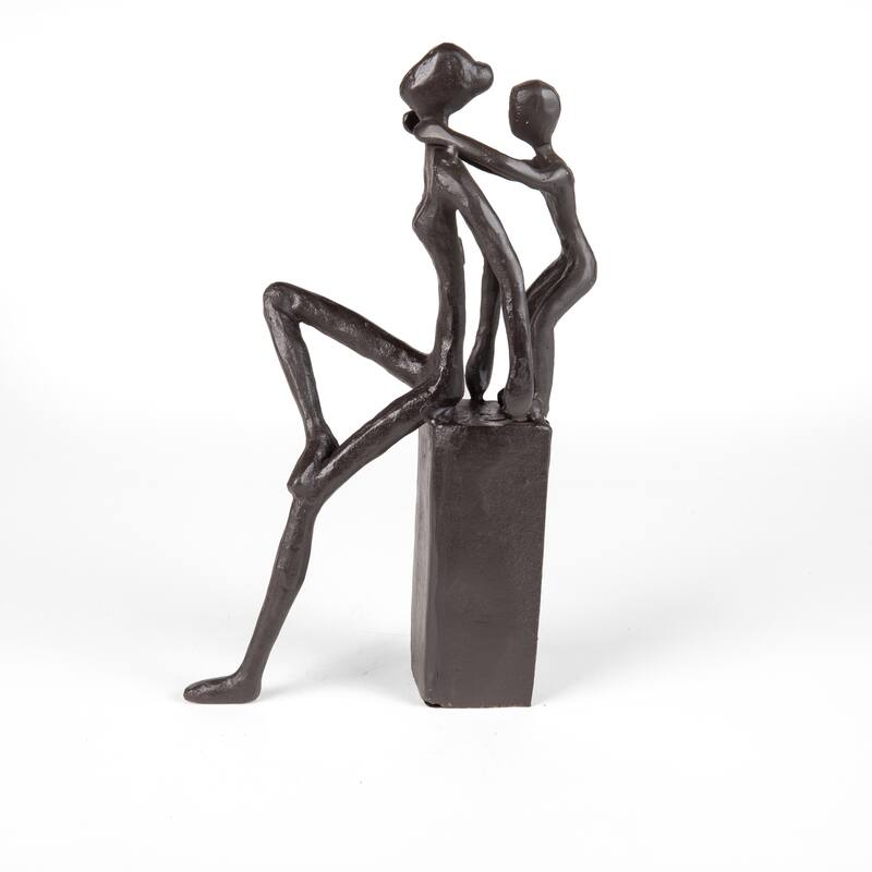 Playfullness Mother and Child Cast Iron Sculpture