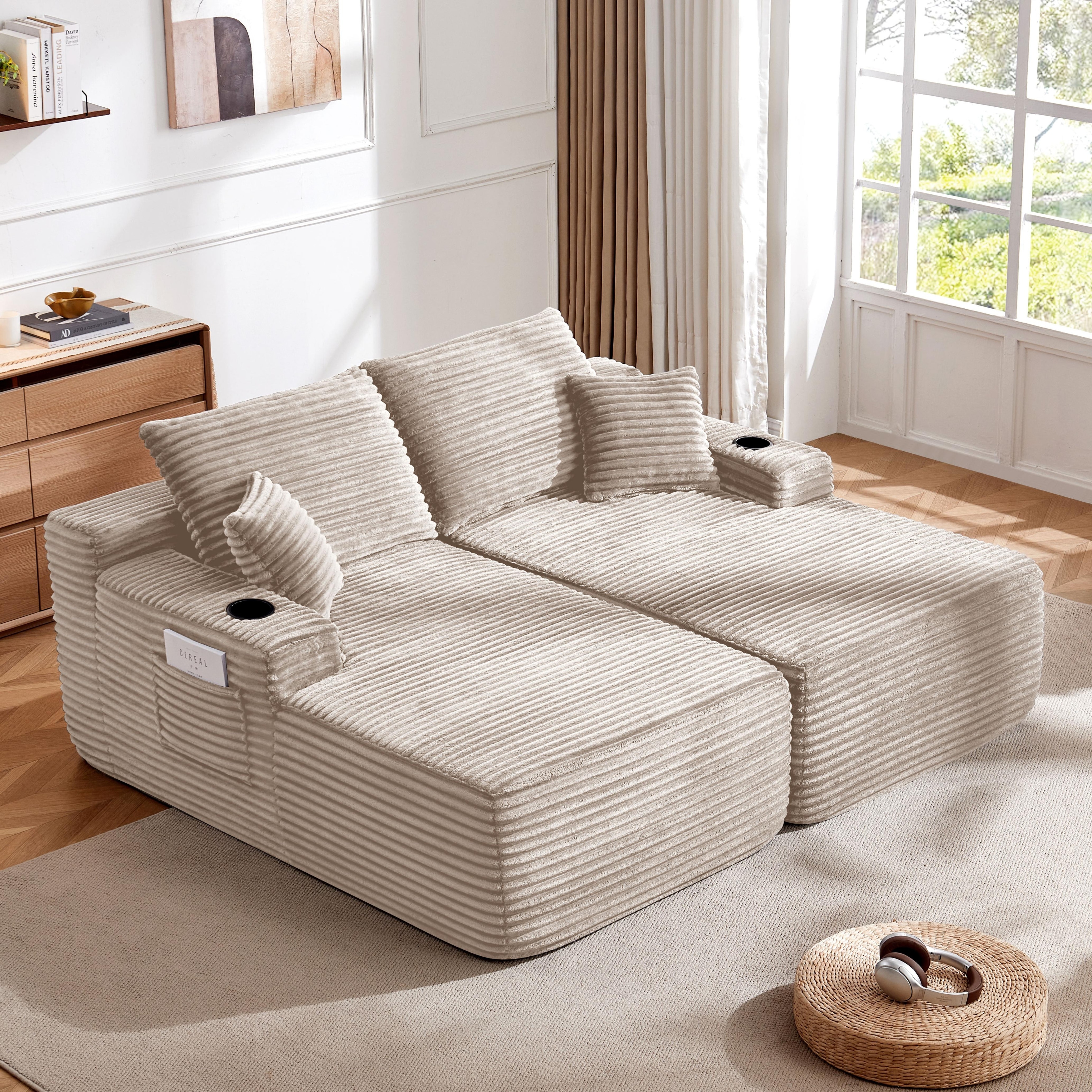 69" Cloud Sectional Couch, L-Shape Chaise with R-Shape Chaise with Deep Seat and Comfortable 2 Seater Couch