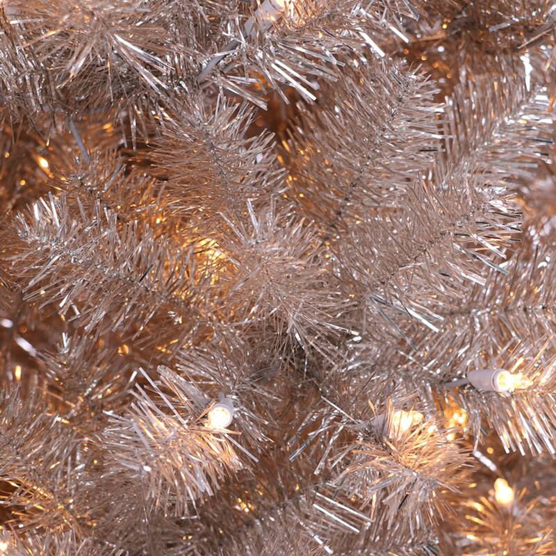 Pre-lit Medium Rose Gold Spruce Artificial Christmas Tree - 7.5’ - Clear Light - 7.5 Foot