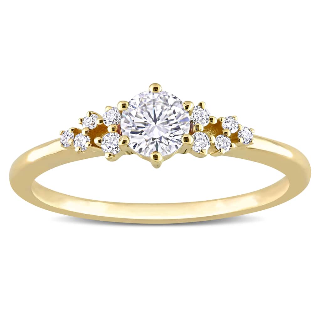 Miadora 10k Yellow Gold 1/2ct TDW Diamond Cluster Engagement Ring