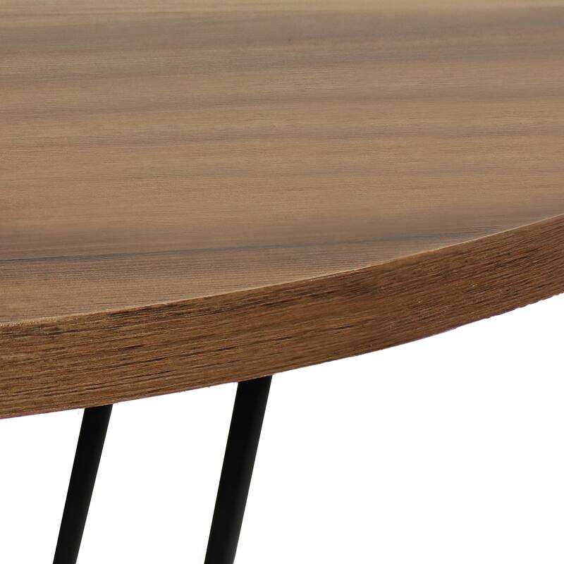 Indoor Round Bar Table with Faux Woodgrain Tabletop - Brown
