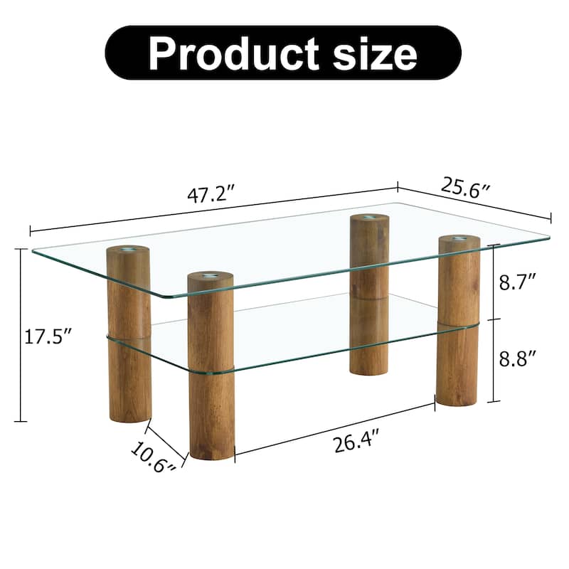 Modern Double-layer Transparent Tempered Glass Coffee Table