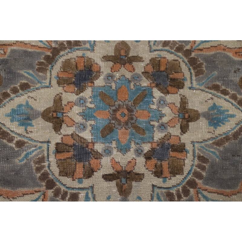 Distressed Tabriz Vintage Persian Area Rug Handmade Wool Carpet - 9'9" x 12'6"