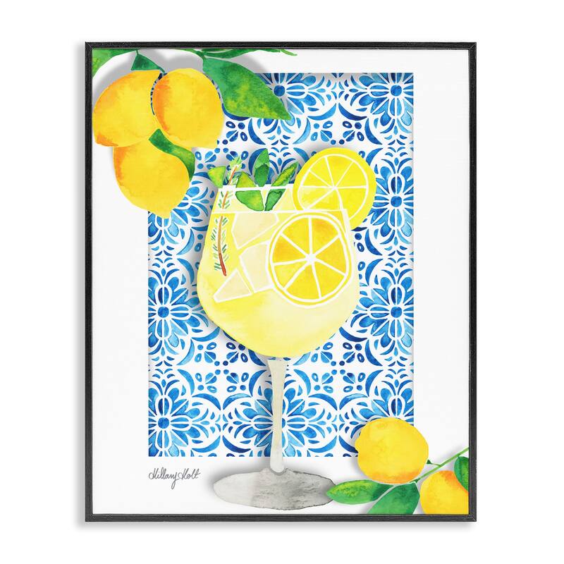 Stupell Mediterranean Limoncello Drink Framed Giclee Art Design By Hillary Holt - 11 x 14 - Black