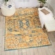 preview thumbnail 13 of 22, Nourison Passion Distressed Persian Antique Gold Teal Area Rug 3'9" x 5'9" - Teal/Sun - Rectangle