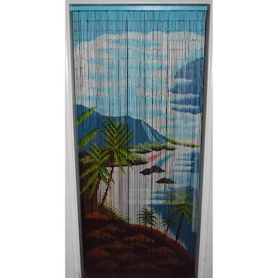 Bamboo Beaded Curtain hanging room partitionTropical Clifts with palms