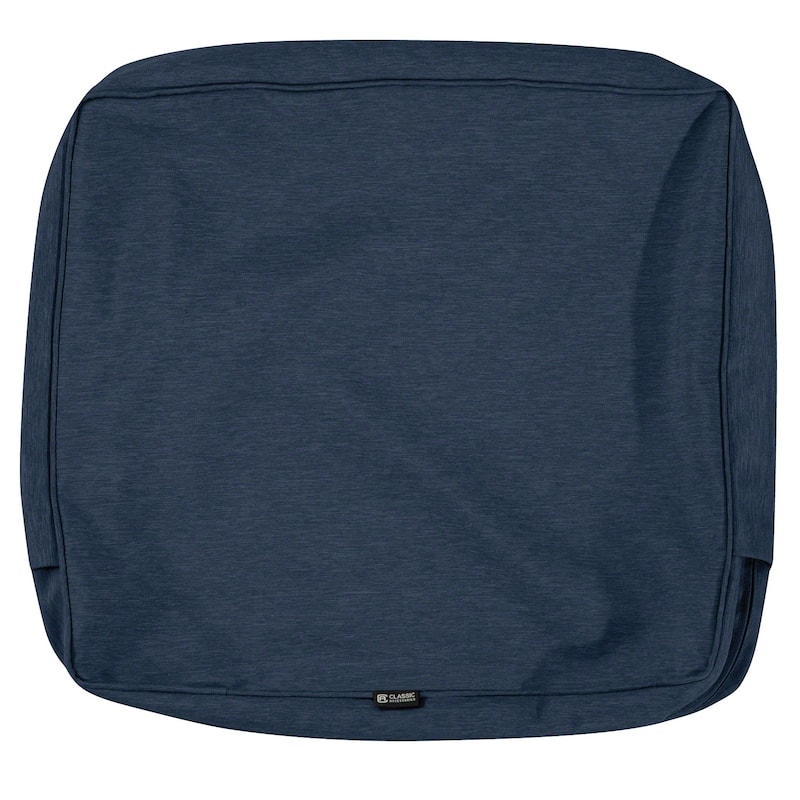 Classic Accessories Montlake Water-resistant Cushion Slip Cover - 21"W x 22"H x 4"Thick - Heather Indigo Blue