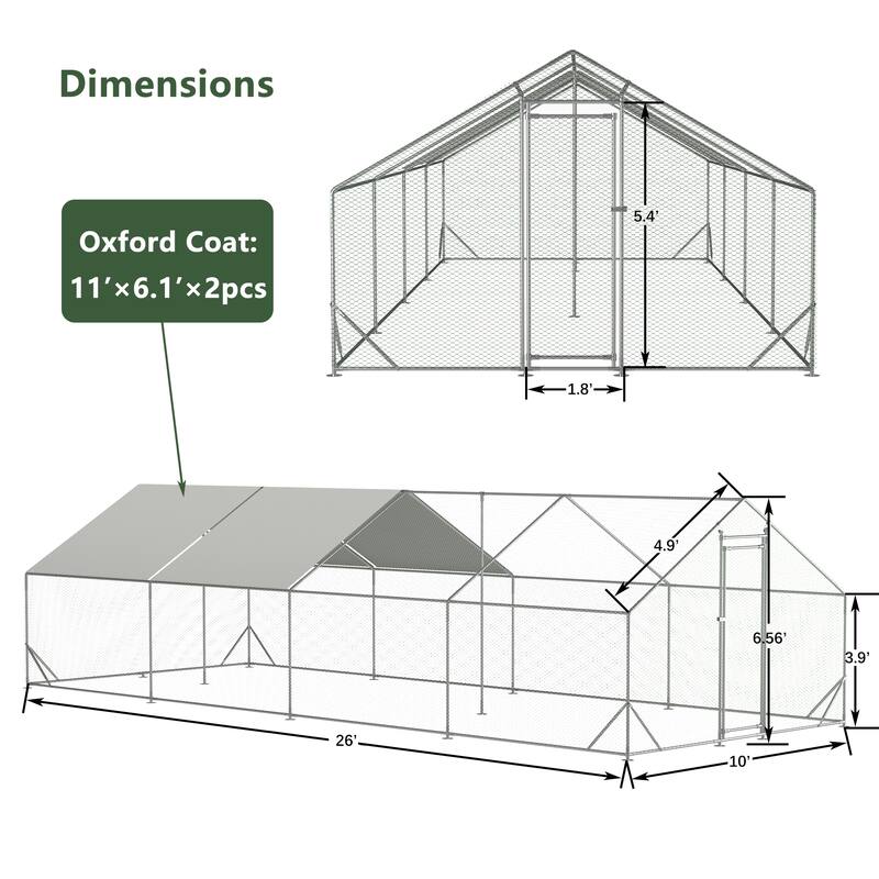 Large Metal Chicken Coop with Waterproof and Anti-Ultraviolet