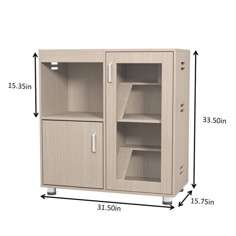 Roomfitters 4-Tier Wooden Guinea Pig Cage with Storage Cabinet, Openable Top and Acrylic Windows for Chinchillas and Hamsters