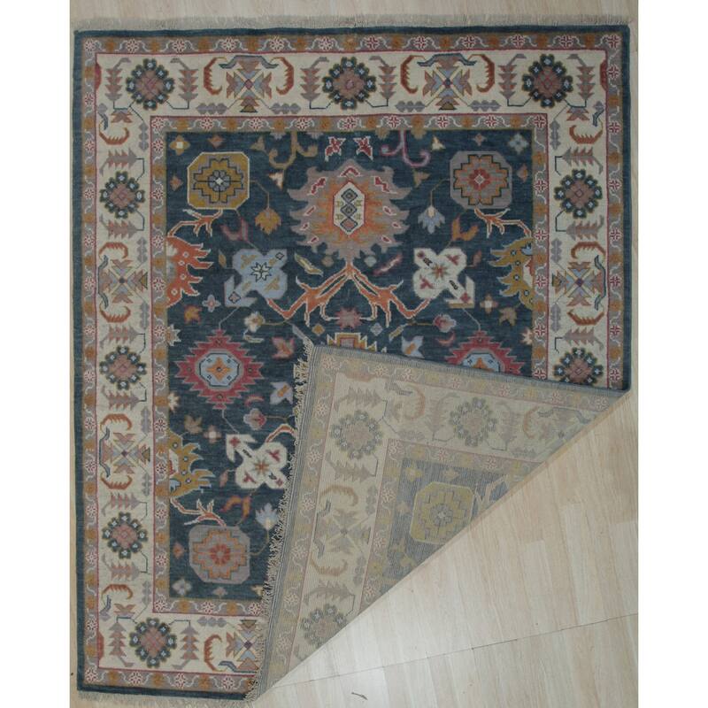 Home Decor EORC Hand-Knotted Wool Colorful Oushak Classic Rug, Charcoal Luxurious & Timeless Area Rug for Adding Sophistication