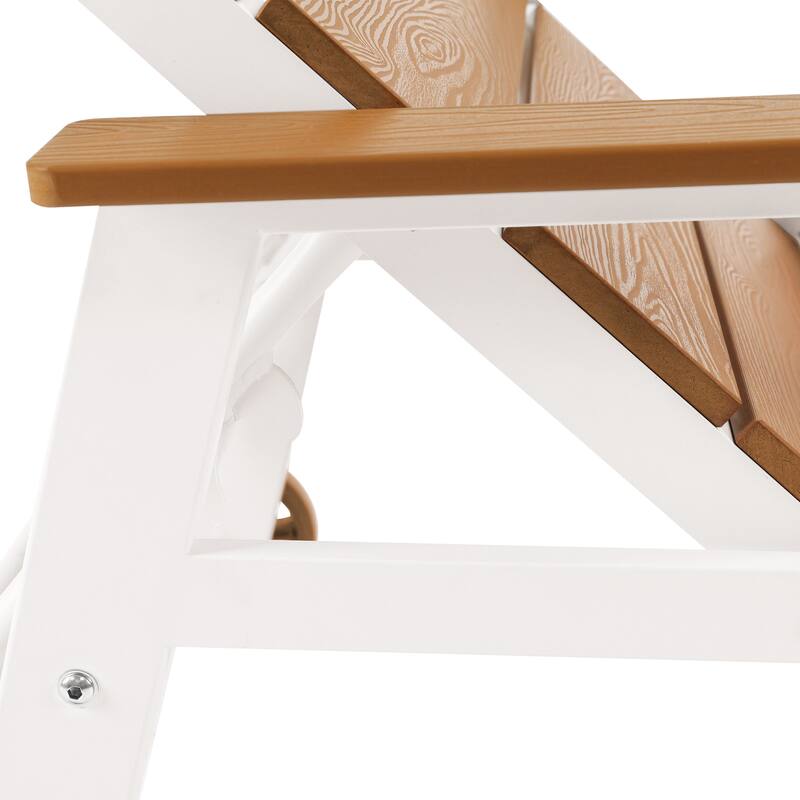Patio HDPE Backrest Chaise Lounge Chair with Aluminum Frame, Adjustable Backrest and Wheels