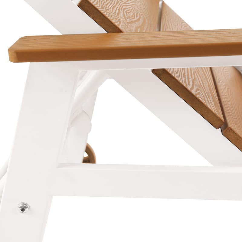 Patio HDPE Backrest Set of 4 Chaise Lounge Chair with Aluminum Frame, Adjustable Backrest and Wheels