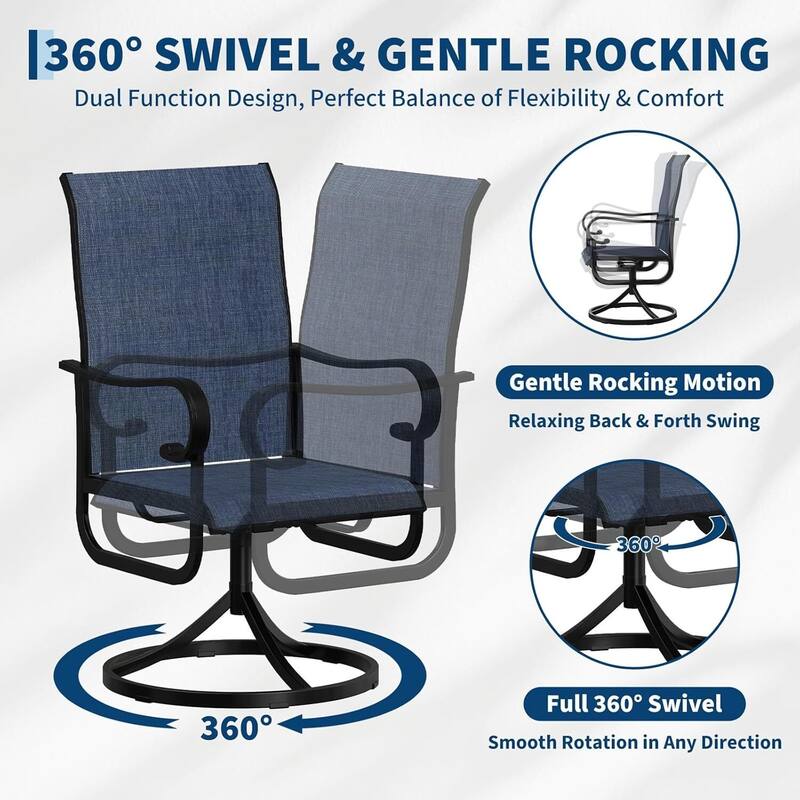 Set of 2 Outdoor Patio 360°Swivel Dining Chairs for Backyard, Poolside, Lawn, Porch or Garden (No Table)