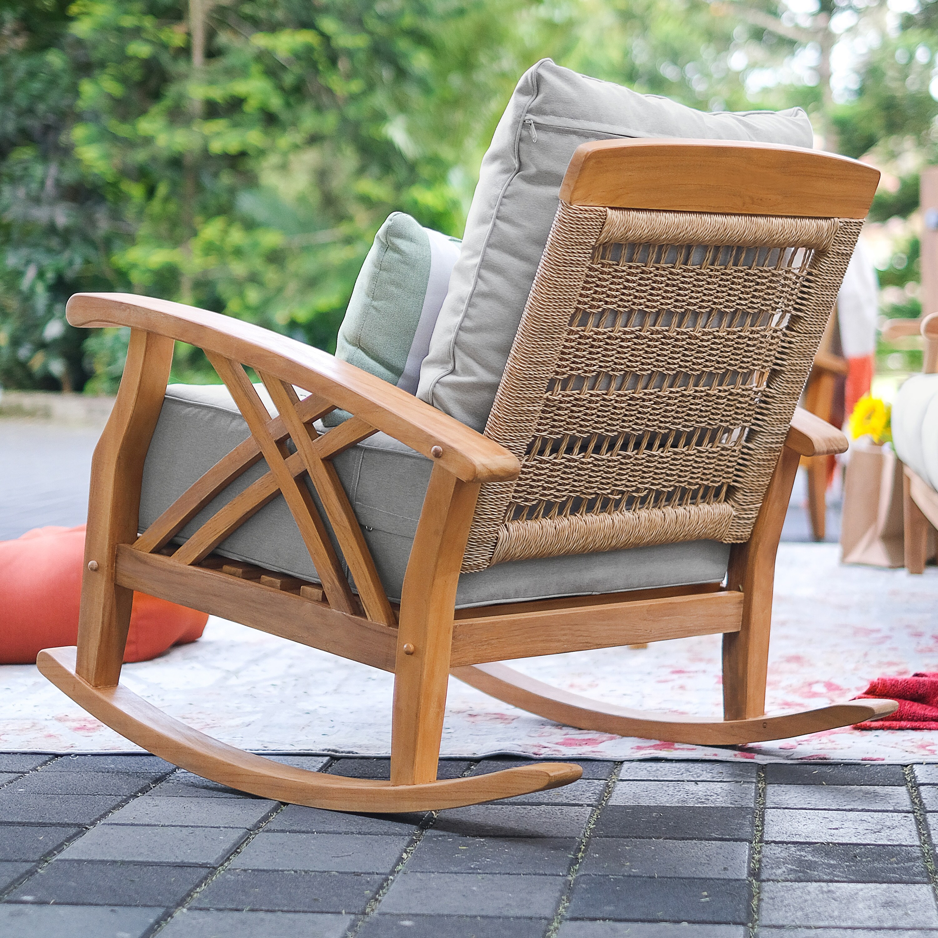 Cambridge Casual Carmel Teak Patio Rocking Chair On Sale Bed Bath Beyond 38933842