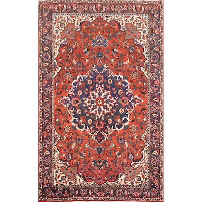 Hand Knotted Oriental 100% Wool Carpet Traditional Floral Oranges & Rust Bakhtiari Area Rug - 10' 3'' X 6' 10''