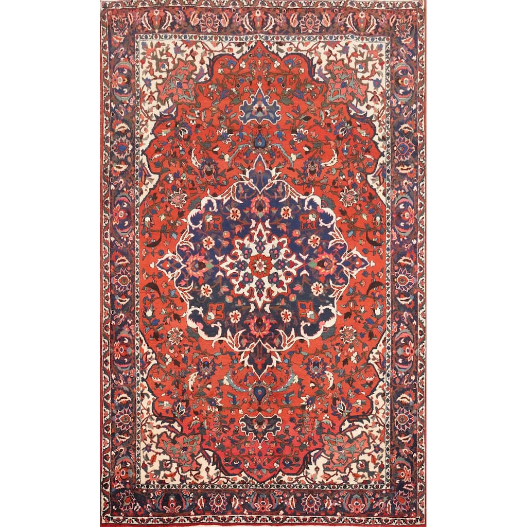 Hand Knotted Oriental 100% Wool Carpet Traditional Floral Oranges & Rust Bakhtiari Area Rug - 10' 3'' X 6' 10''
