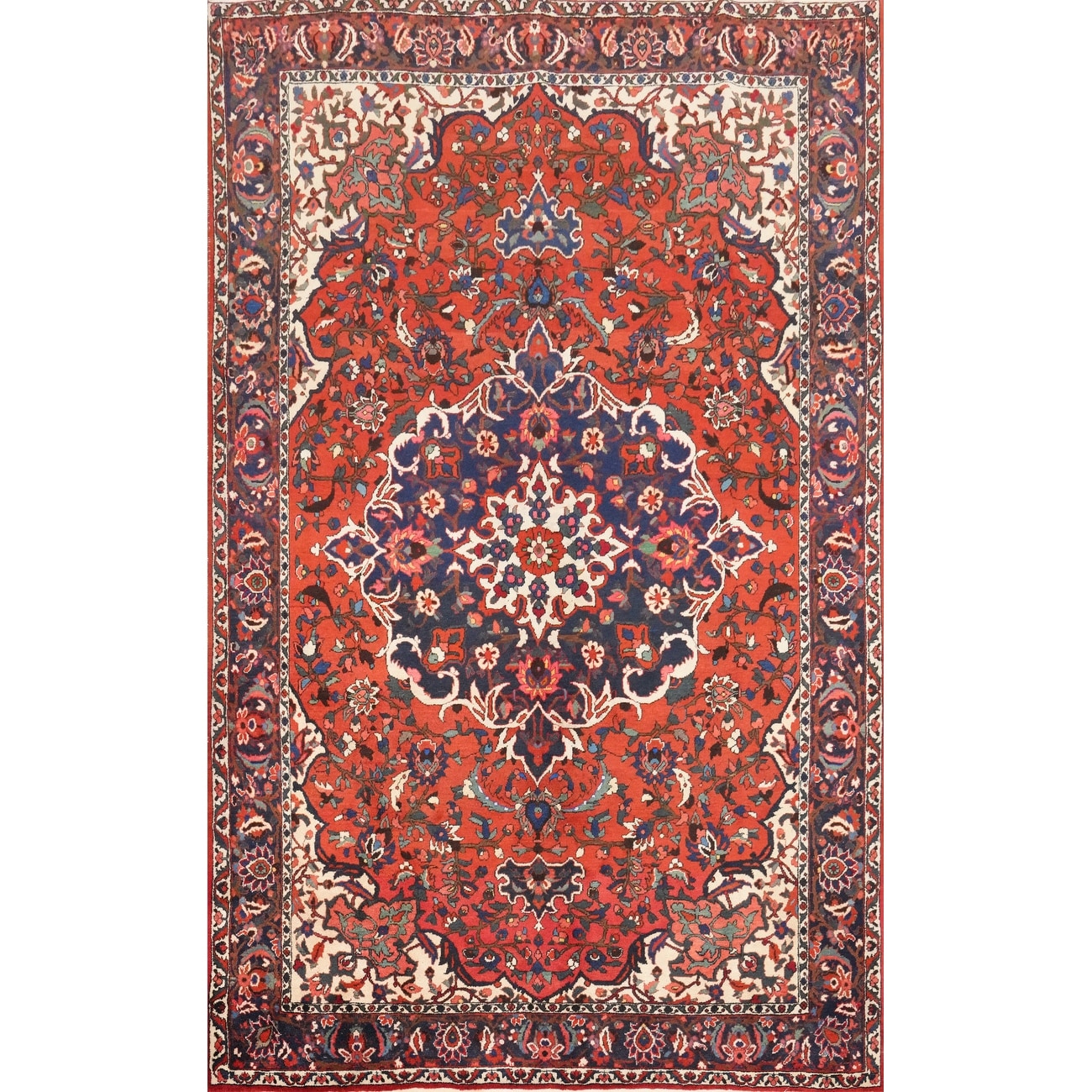 Hand Knotted Oriental 100% Wool Carpet Traditional Floral Oranges & Rust Bakhtiari Area Rug - 10' 3'' X 6' 10''