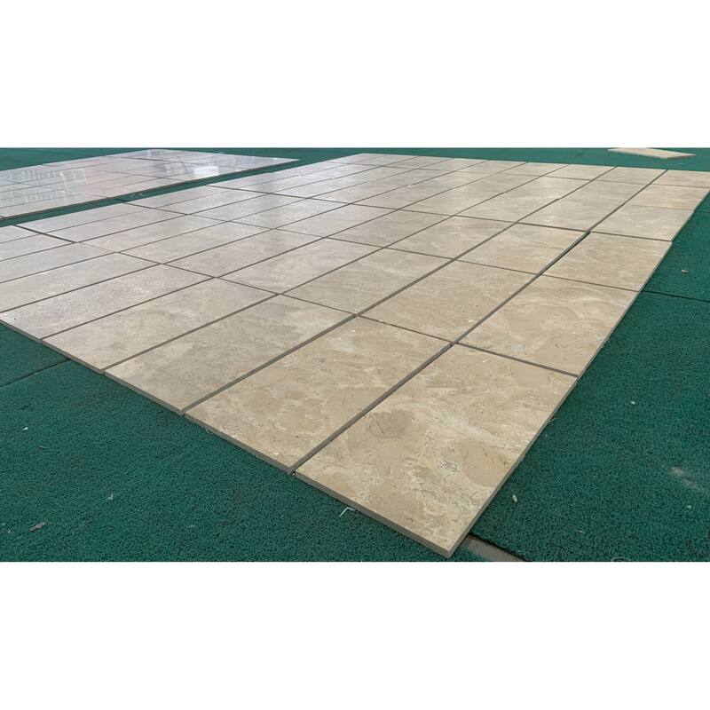 Roomfitters Natural Marble Tile, Leather Finish Stone for Floor and Wall, Genuine Marble, 4-Piece Box, Gold Yellow Beige